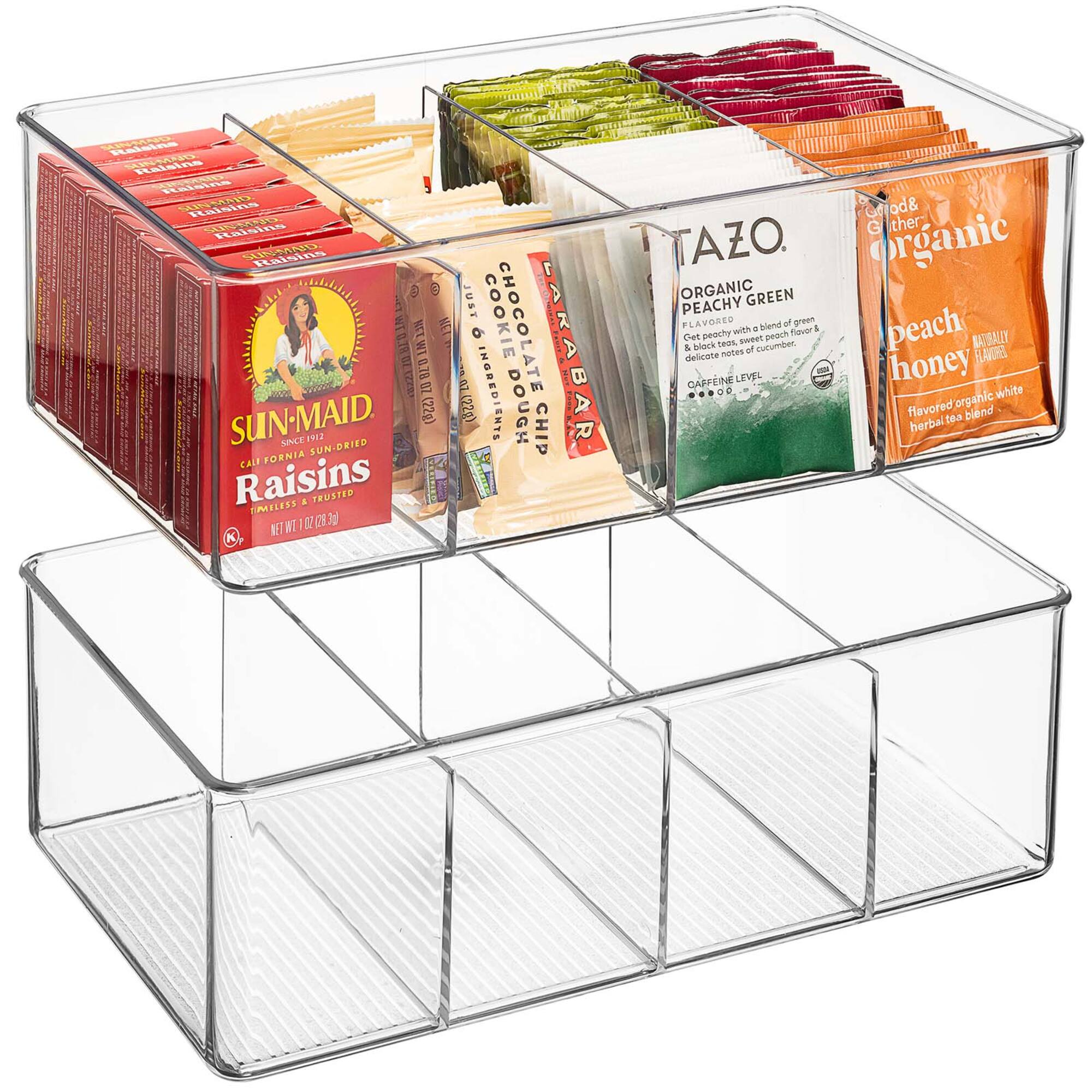 Sorbus Clear Storage Bins with 3 Dividers